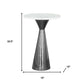 23" White And Black Marble And Steel Round Pedestal End Table