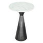 23" White And Black Marble And Steel Round Pedestal End Table