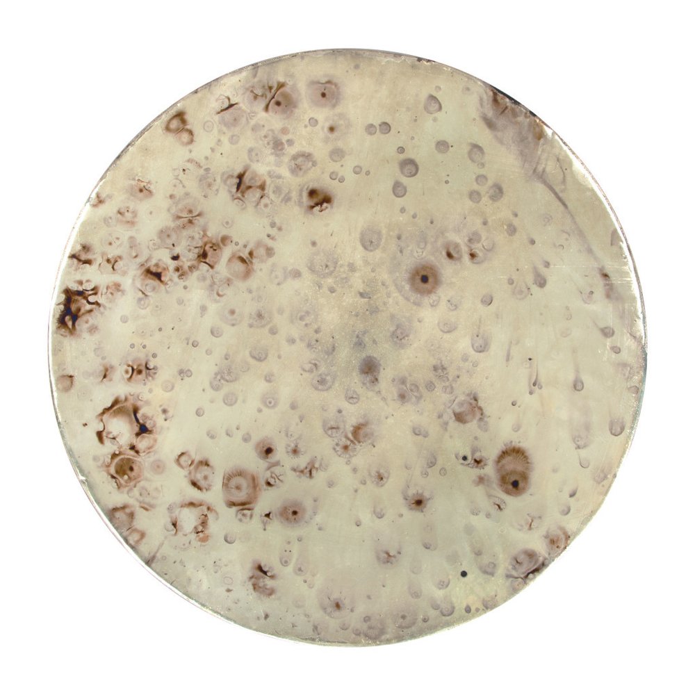 22" Beige Iron Round Block End Table