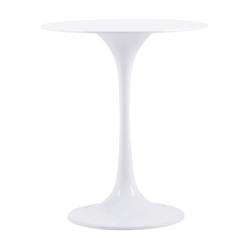 23" White Steel Round Pedestal End Table