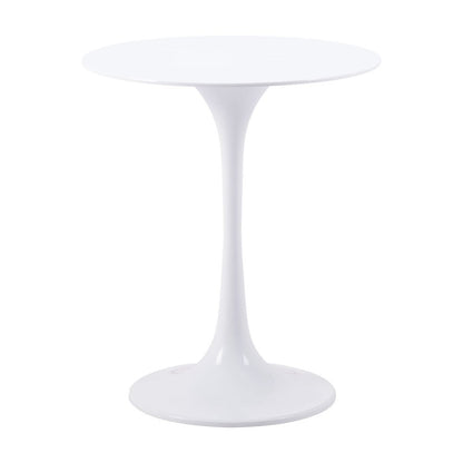 23" White Steel Round Pedestal End Table