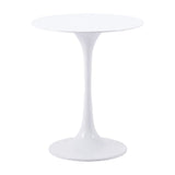 23" White Steel Round Pedestal End Table