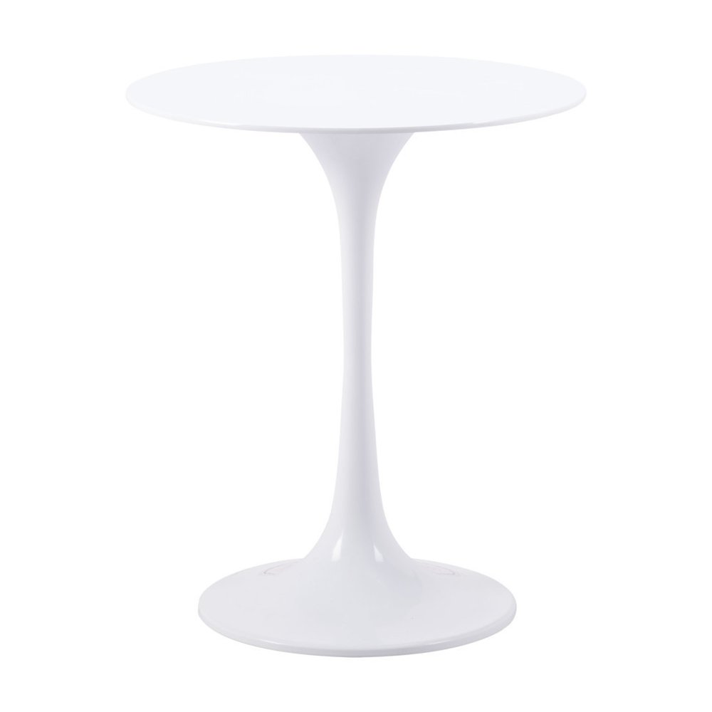23" White Steel Round Pedestal End Table