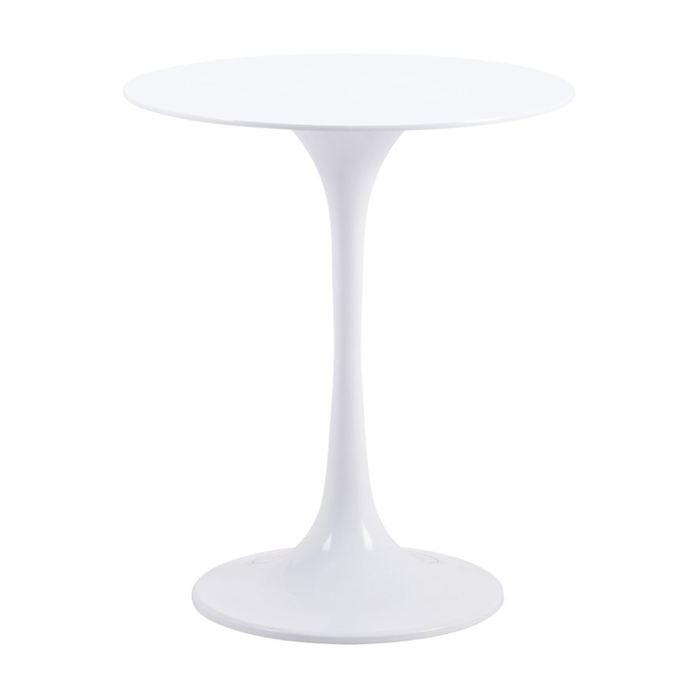 23" White Steel Round Pedestal End Table