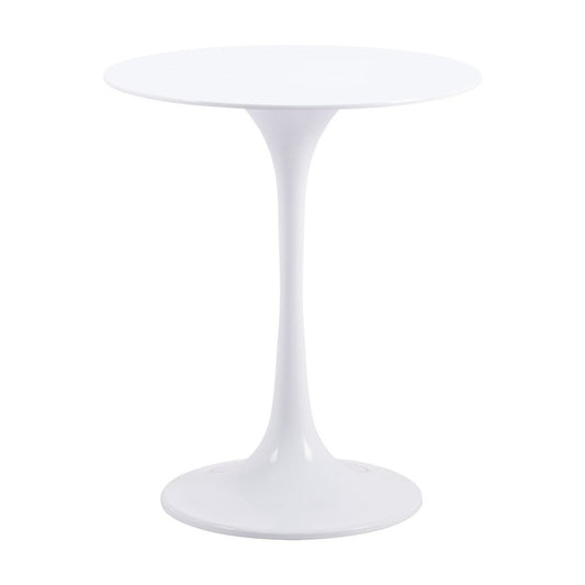 23" White Steel Round Pedestal End Table