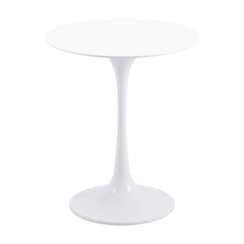 23" White Steel Round Pedestal End Table