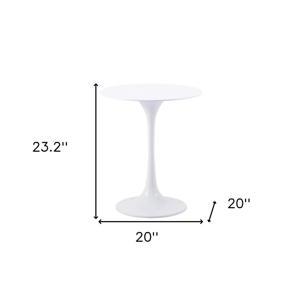 23" White Steel Round Pedestal End Table