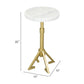 22" White And Gold Marble And Iron Round Pedestal End Table