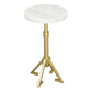 22" White And Gold Marble And Iron Round Pedestal End Table