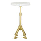 22" White And Gold Marble And Iron Round Pedestal End Table