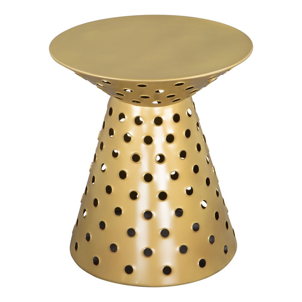 20" Gold Iron Round Pedestal End Table