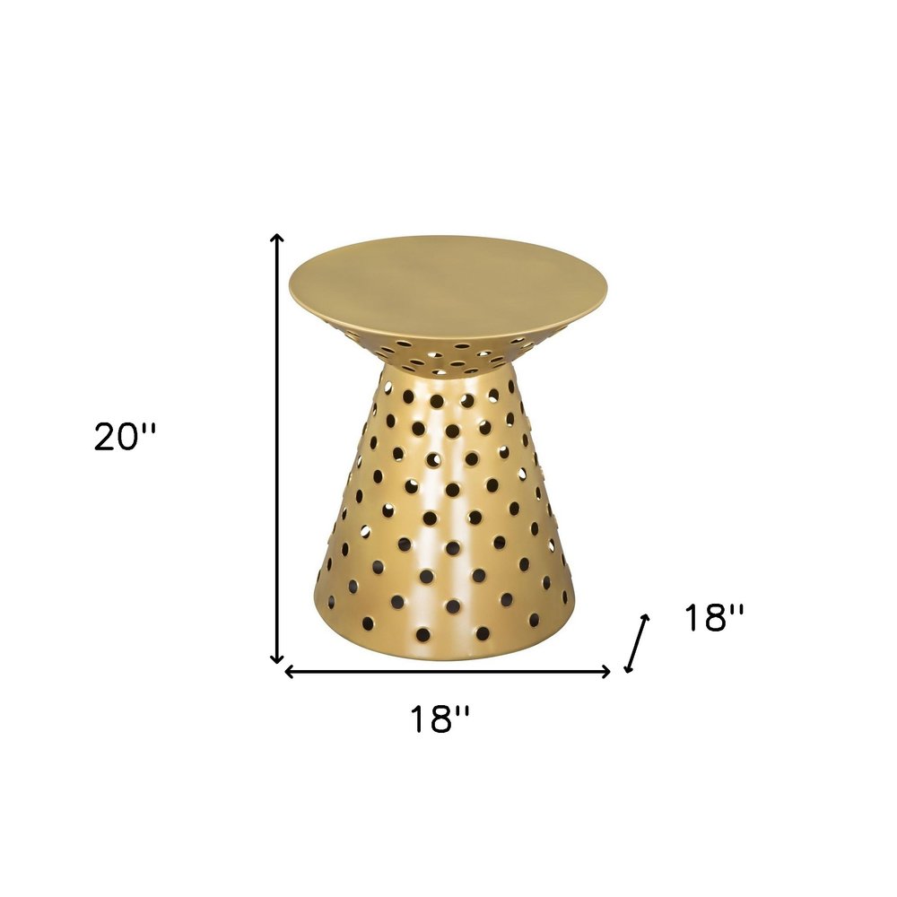 20" Gold Iron Round Pedestal End Table