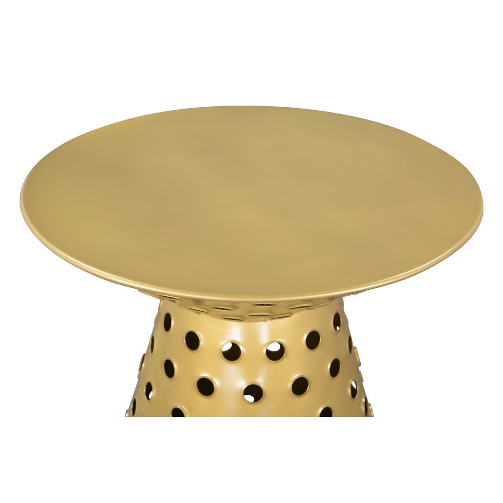 20" Gold Iron Round Pedestal End Table