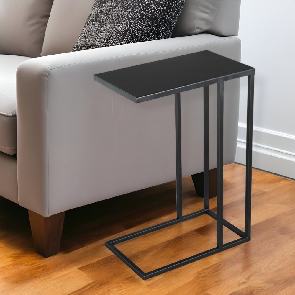 24" Black Iron Abstract End Table