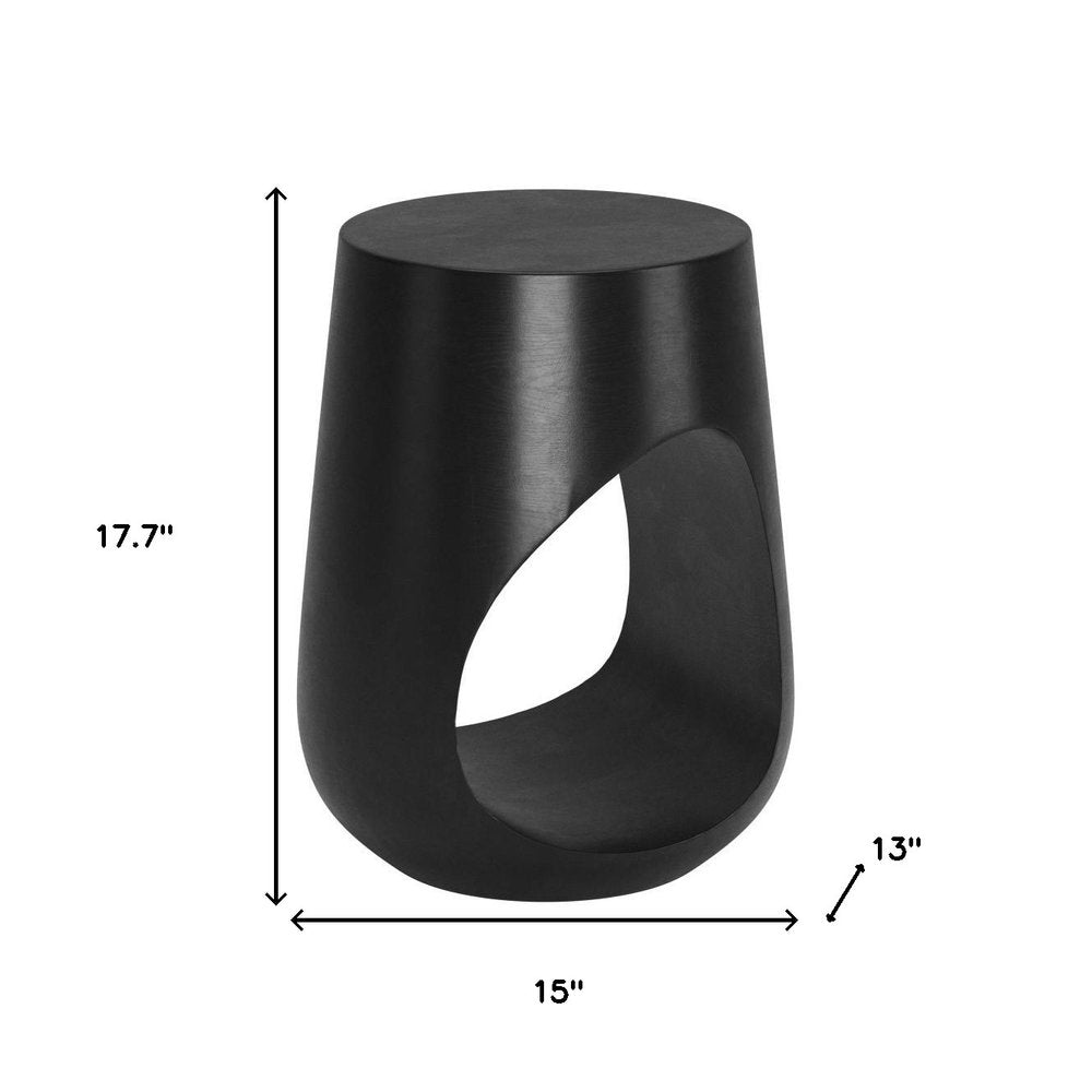 18" Black Solid Wood Round Mod Geo End Table