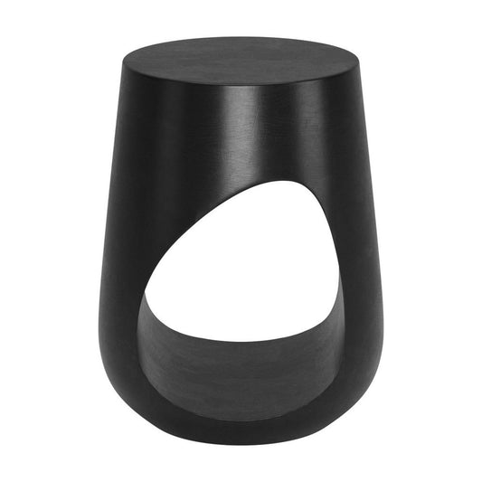 18" Black Solid Wood Round Mod Geo End Table