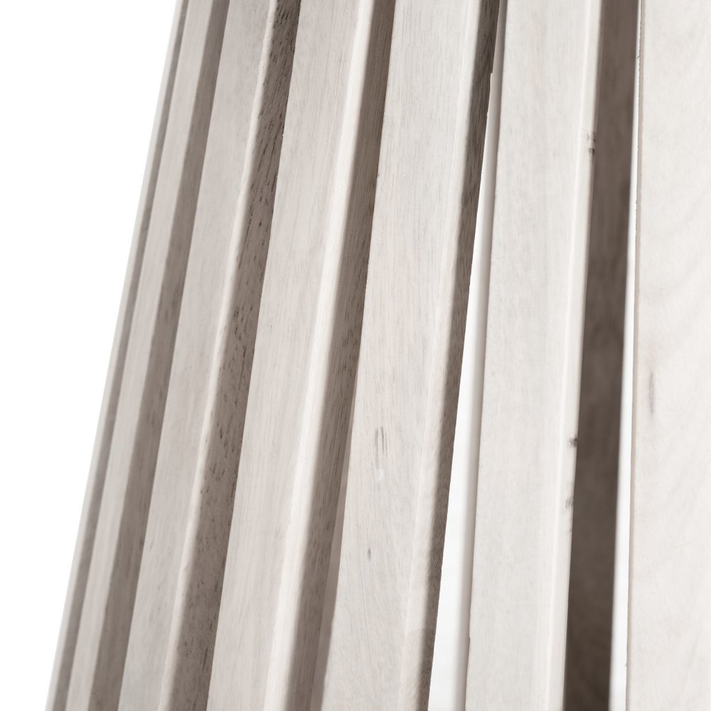 20" White and Natural Distressed Marble and Solid Wood Round Pedestal End Table