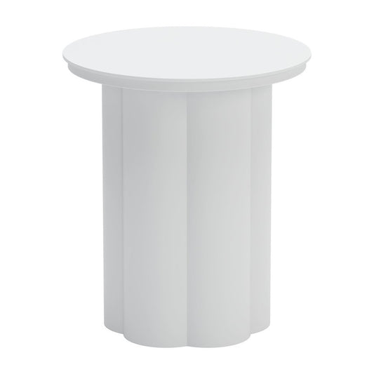 19" White Aluminum Round Pedestal End Table
