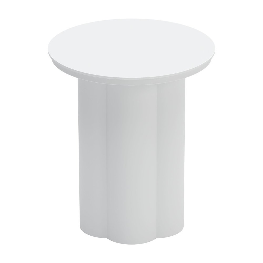 19" White Aluminum Round Pedestal End Table