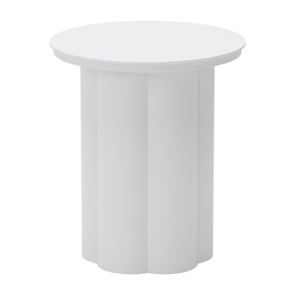 19" White Aluminum Round Pedestal End Table