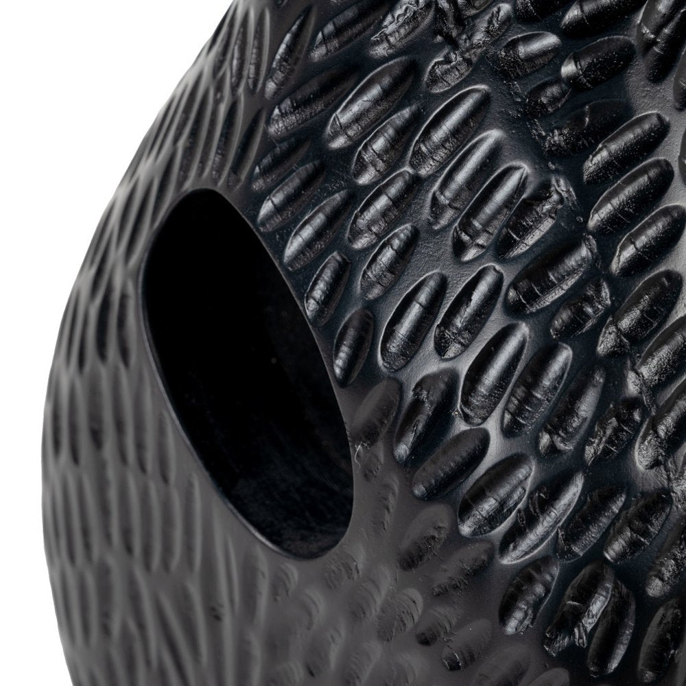 20" Black Solid Wood Round Pedestal End Table