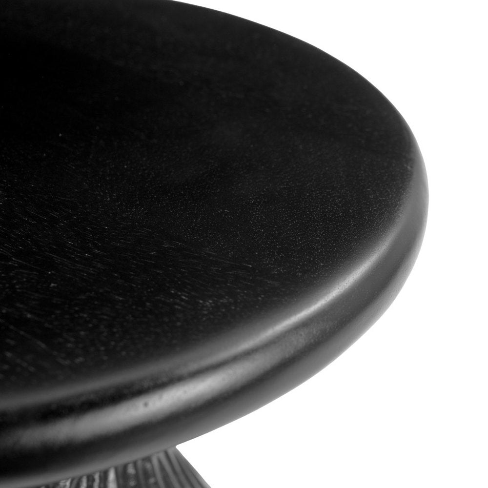 20" Black Solid Wood Round Pedestal End Table