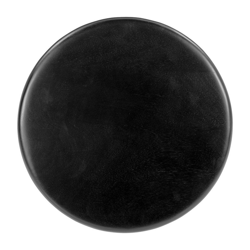 20" Black Solid Wood Round Pedestal End Table