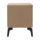 20" Brown and Black Velvet Wood and Steel End Table With Two Drawers