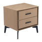 20" Brown and Black Velvet Wood and Steel End Table With Two Drawers