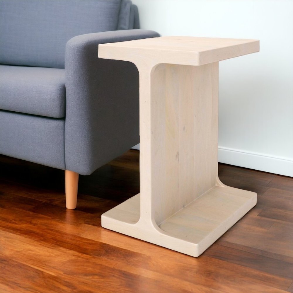 20" Natural Solid Wood Pedestal End Table