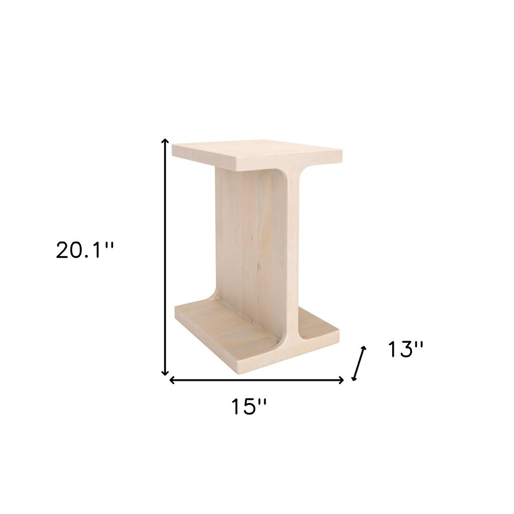 20" Natural Solid Wood Pedestal End Table