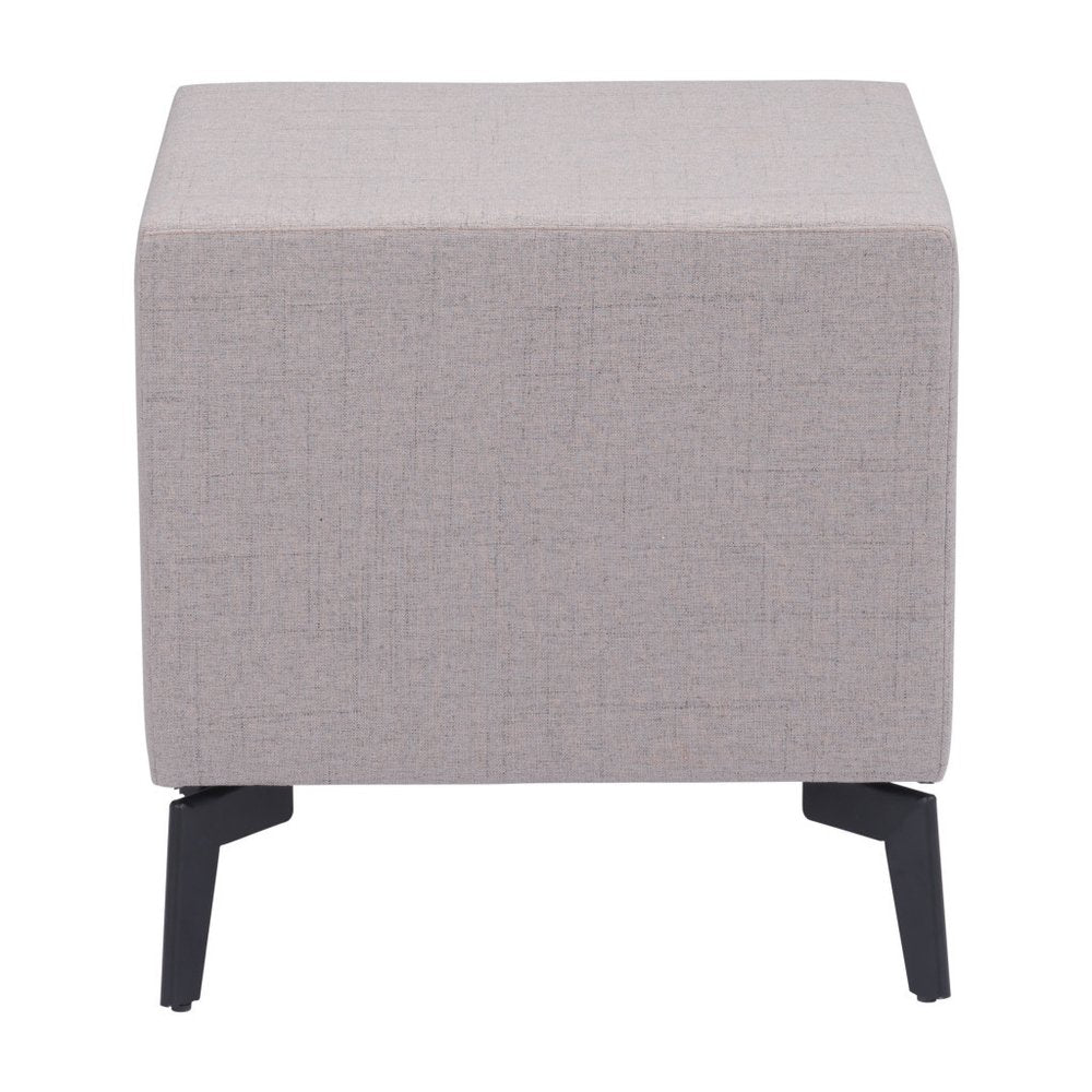20" Gray and Black Fabric Wood and Steel End Table With Two Drawers