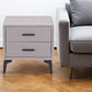20" Gray and Black Fabric Wood and Steel End Table With Two Drawers