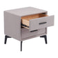 20" Gray and Black Fabric Wood and Steel End Table With Two Drawers
