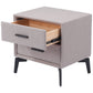 20" Gray and Black Fabric Wood and Steel End Table With Two Drawers