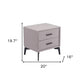 20" Gray and Black Fabric Wood and Steel End Table With Two Drawers
