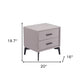 20" Gray and Black Fabric Wood and Steel End Table With Two Drawers