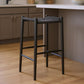 31" Black Rush and Solid Wood Backless Bar Height Bar Chair