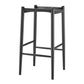 31" Black Rush and Solid Wood Backless Bar Height Bar Chair