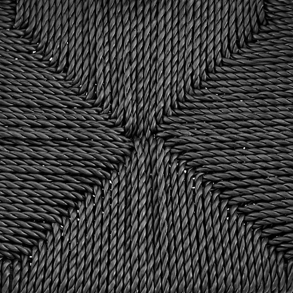 31" Black Rush and Solid Wood Backless Bar Height Bar Chair