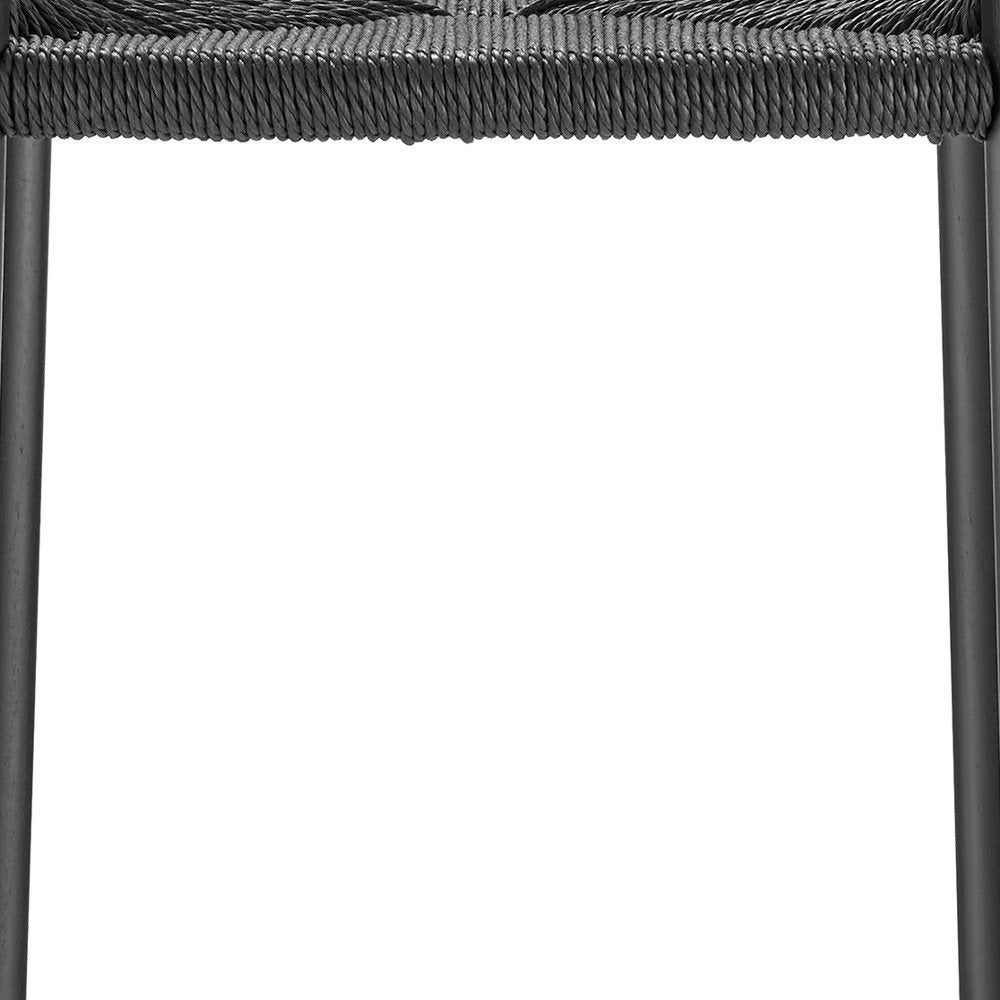 31" Black Rush and Solid Wood Backless Bar Height Bar Chair