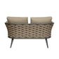 56" Dark Gray Aluminum Outdoor Love Seat with Taupe Cushions
