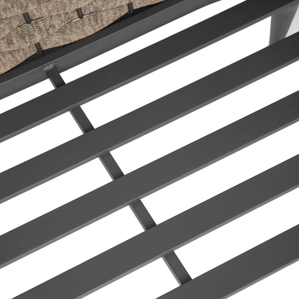 56" Dark Gray Aluminum Outdoor Love Seat with Taupe Cushions