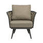 32" Gray And Taupe Woven Aluminum Outdoor Arm Chair with Taupe Cushion