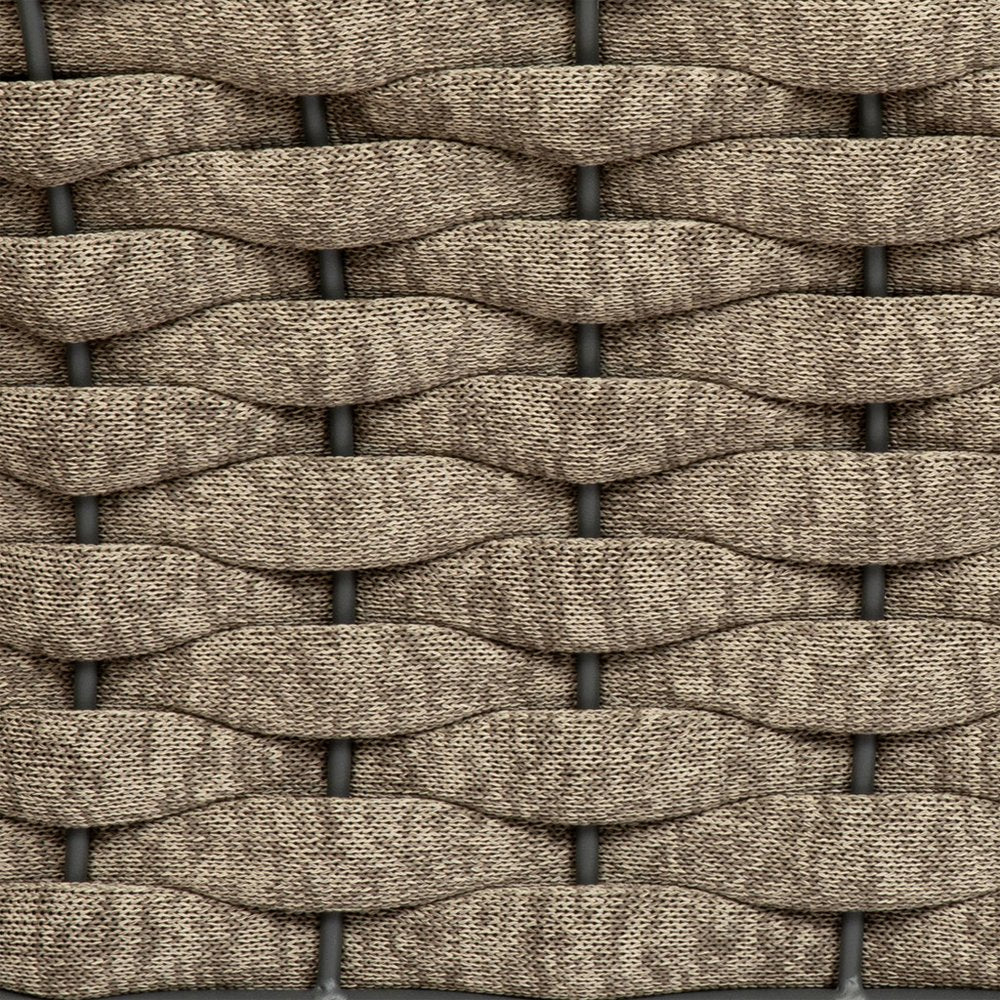 32" Gray And Taupe Woven Aluminum Outdoor Arm Chair with Taupe Cushion