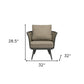 32" Gray And Taupe Woven Aluminum Outdoor Arm Chair with Taupe Cushion