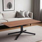 48" Brown and Black Wood and Steel Pedestal Coffee Table