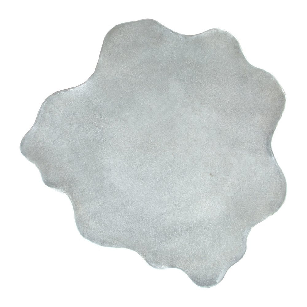 37" Silver Aluminum Free Form Solid Coffee Table