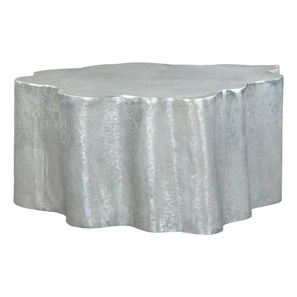 37" Silver Aluminum Free Form Solid Coffee Table