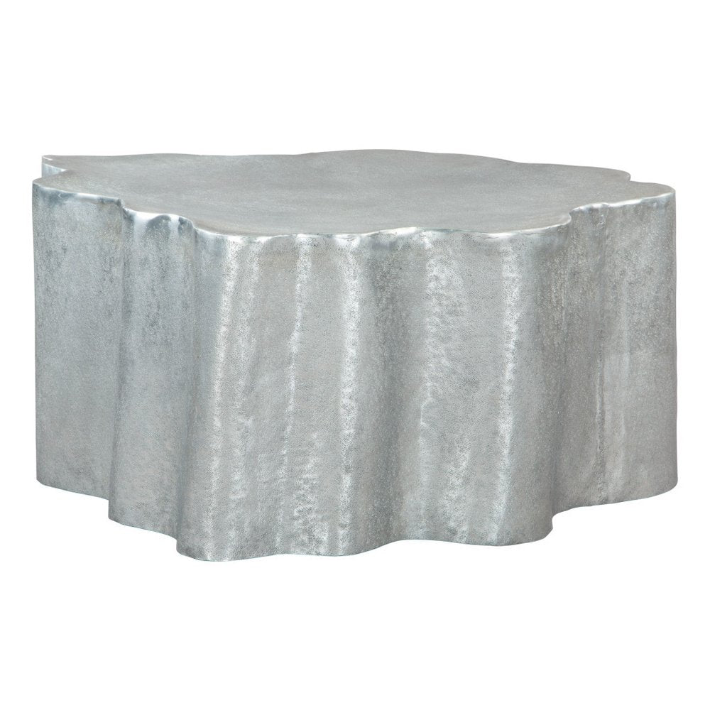 37" Silver Aluminum Free Form Solid Coffee Table